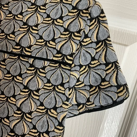 ZARA BASIC SIZE SMALL S BLUE HIGH NECK JACQUARD SHORT SLEEVE MINI CASUAL DRESS - Picture 8 of 11